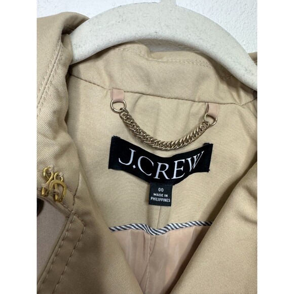J.Crew 00 Double Breasted Rylee Trench Coat Tan Khaki Belted Cotton NWT - Picture 10 of 16